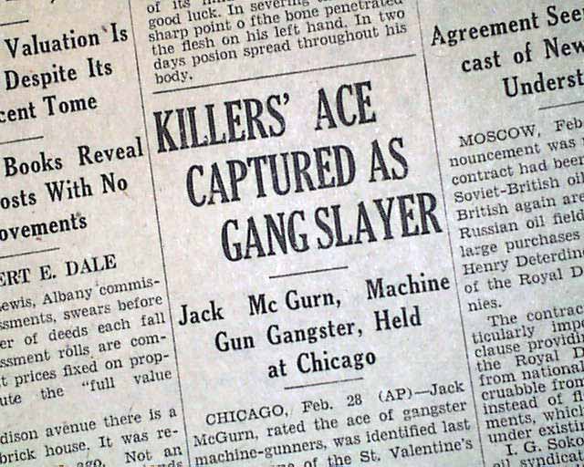 The Valentine's Day Massacre of 1929, linked to Al Capone, left 7