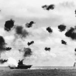USS Yorktown Hit by Torpedo during Battle of Midway