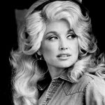 black and white image of Dolly Parton, about 1974