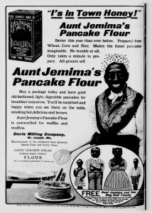 black and white Aunt Jemima advertisement with Nancy Green 