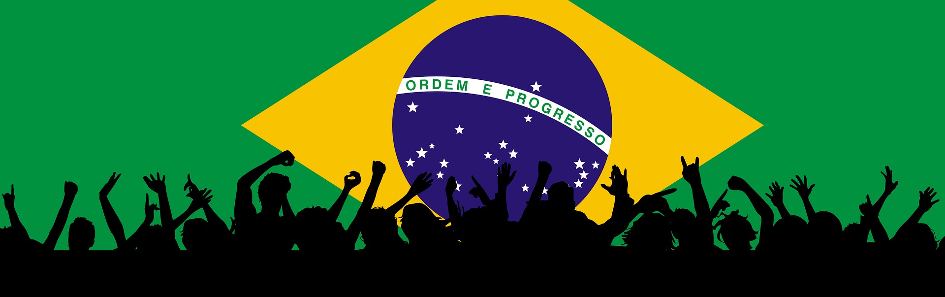 Bandeira nacional patriótica do Brasil. Cortesia de Pete Linforth e Pixabay
