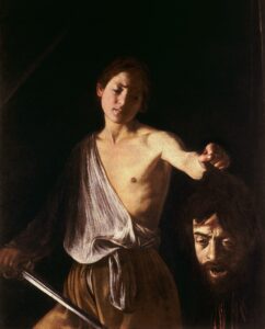 “David with the Head of Goliath” | The final rendition of David defeating Goliath. This time Caravaggio casting himself as Goliath | 1607-1610 | Michelangelo Merisi da Caravaggio | Courtesy of Borghese Gallery and Museum.