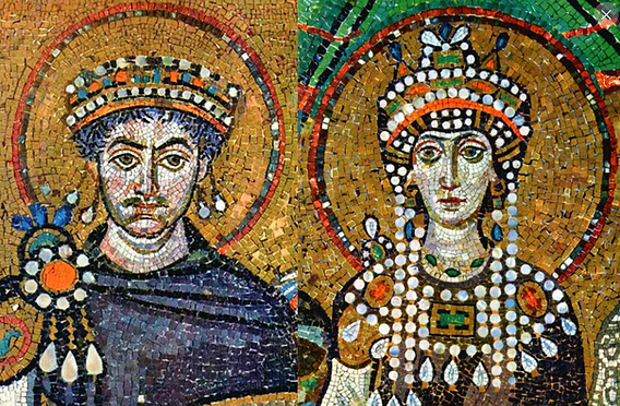 A mosaic representation of Emperor Justinian and Empress Theodora: powerful rulers of Byzantine who survived the “Nika” riots | Courtesy of On This Day